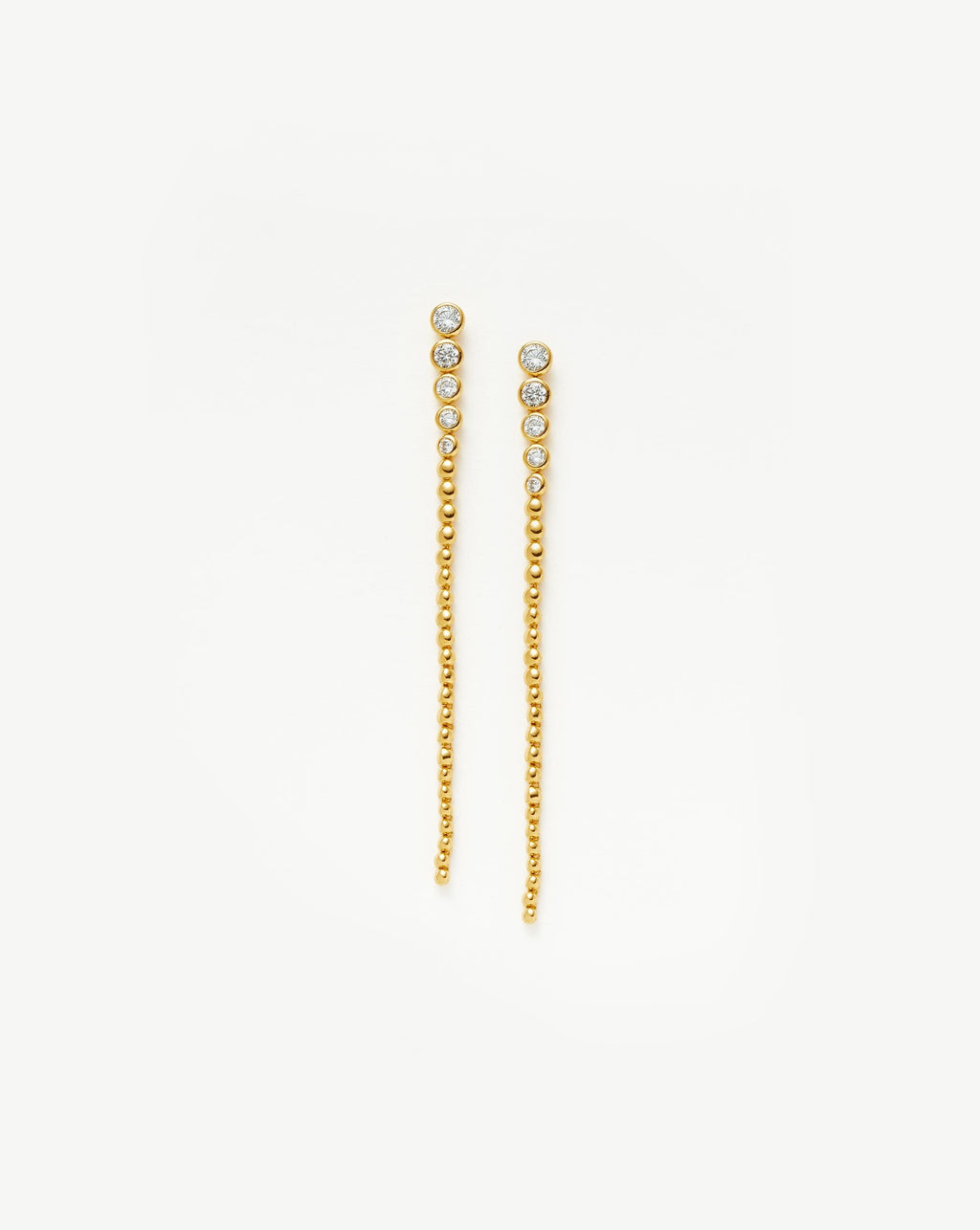 Tennis Beaded Stone Extra Long Drop Earrings | 18ct Gold Vermeil/Cubic Zirconia