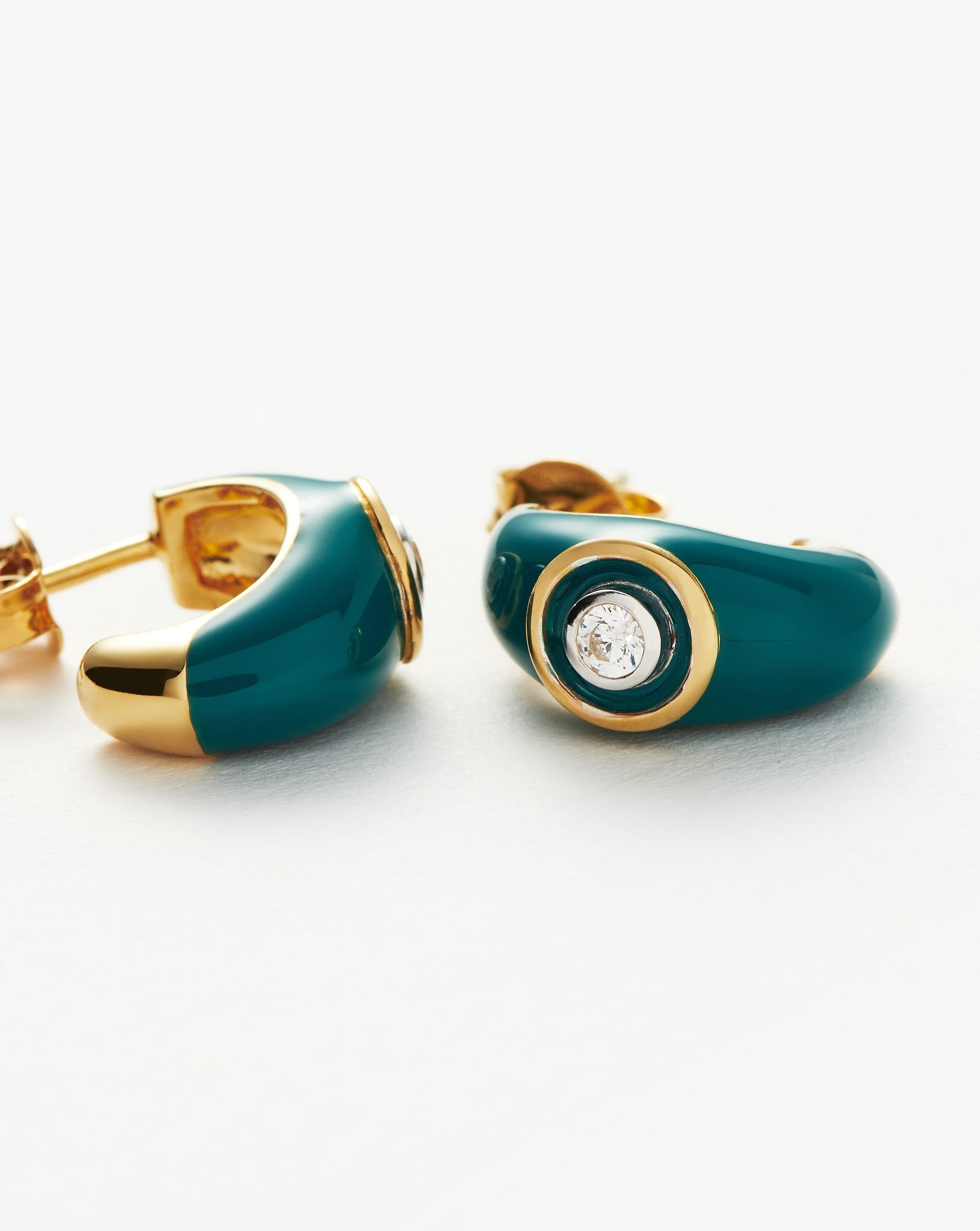 Enamel & Stone Dome Small Hoop Earrings
