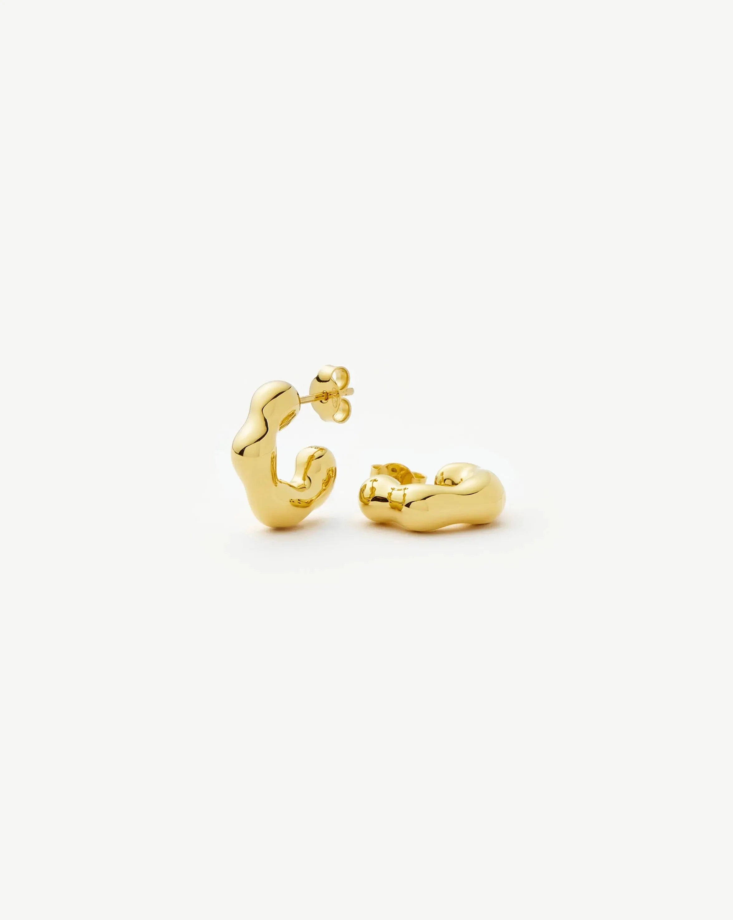 Eny Puffy Small Hoop Earrings | 18ct Gold Plated