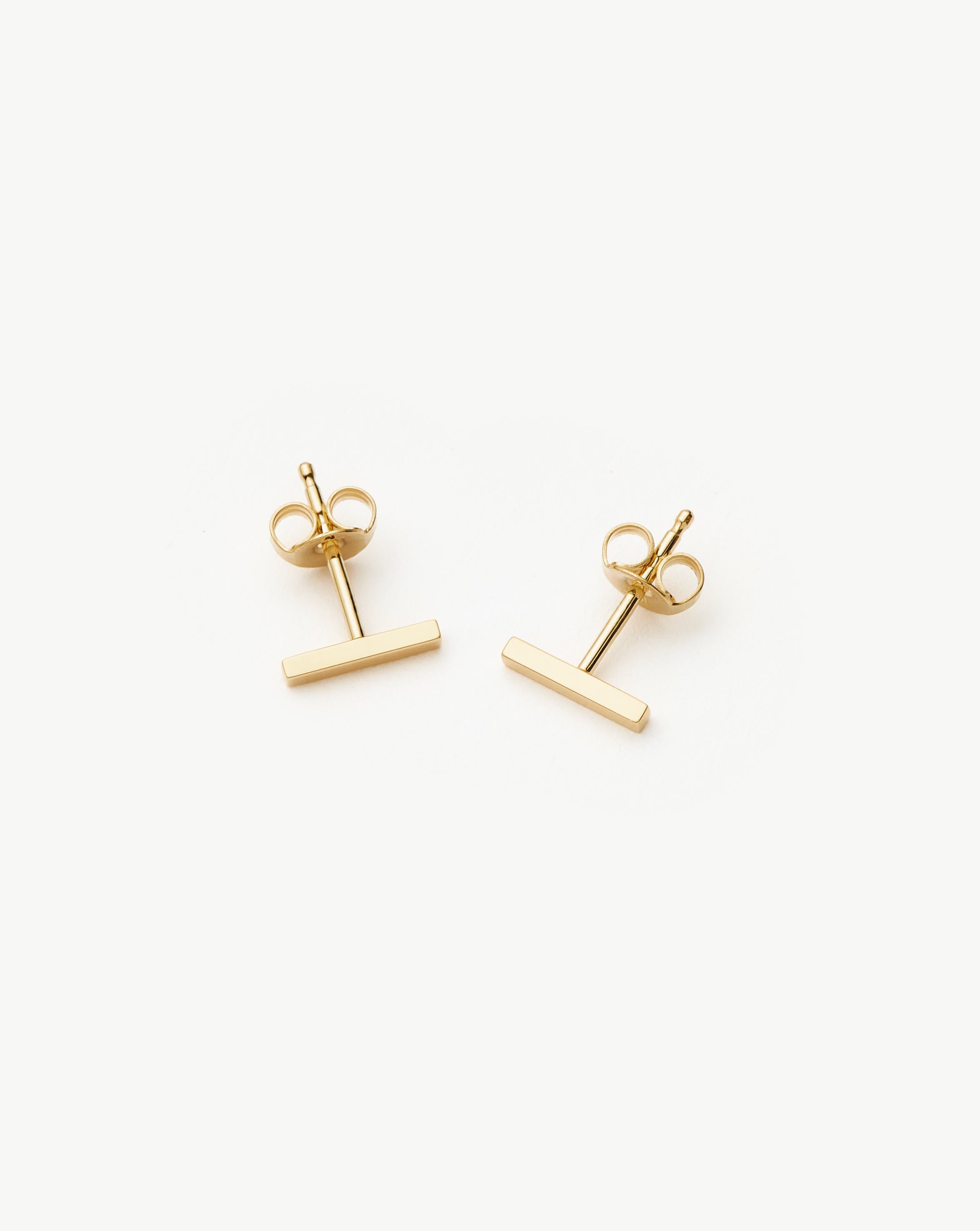 Solid Gold Bar Stud Earrings | 14ct Solid Gold