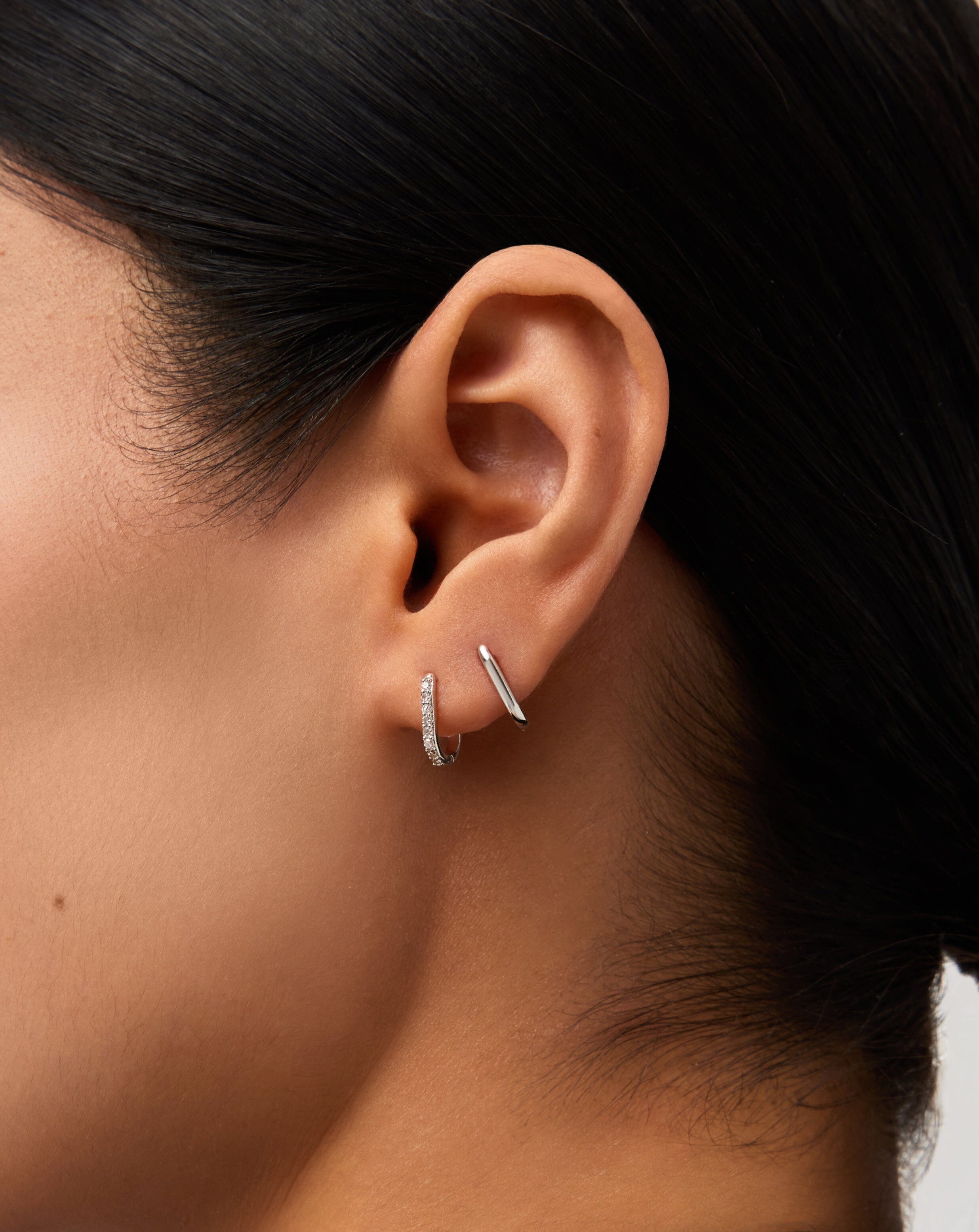Solid Gold Ovate Mini Hoop Earrings | 14ct Solid White Gold