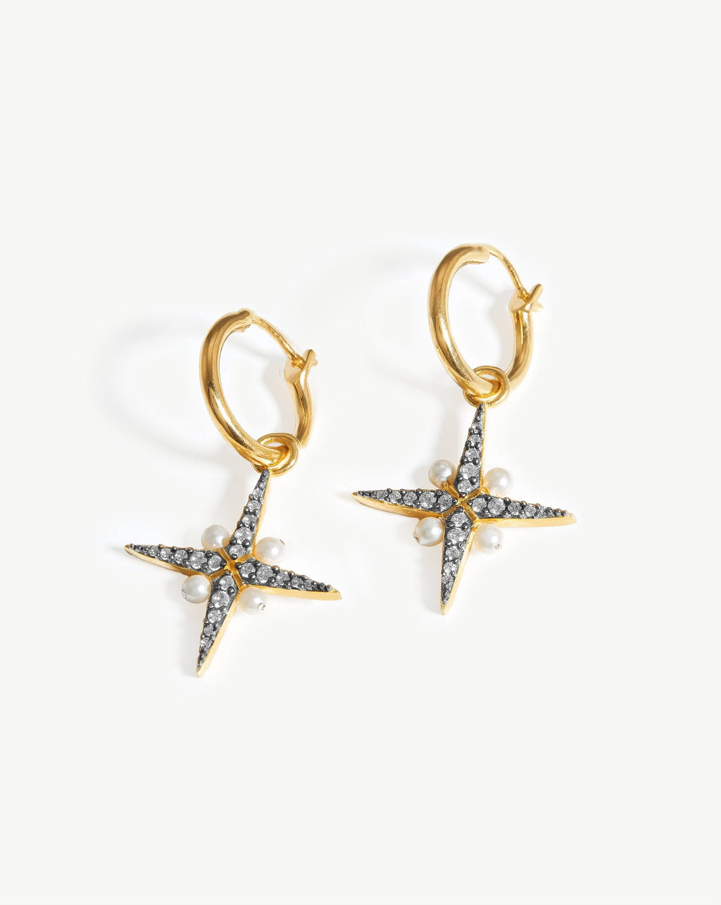 Harris Reed North Star Pearl Hoop Earrings | Gold/Pearl
