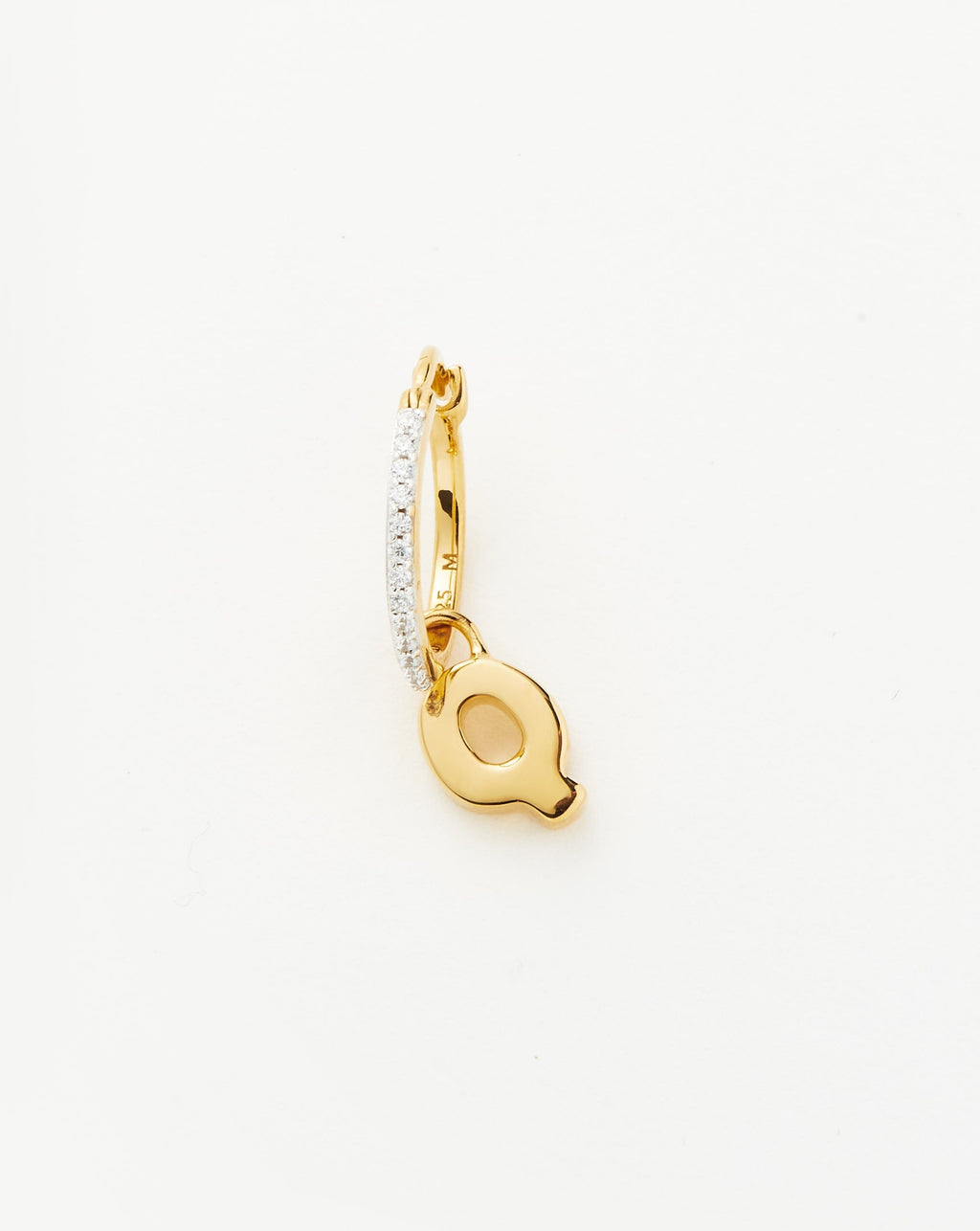 Initial Single Charm Hoop Earring - Initial Q | 18ct Gold Vermeil