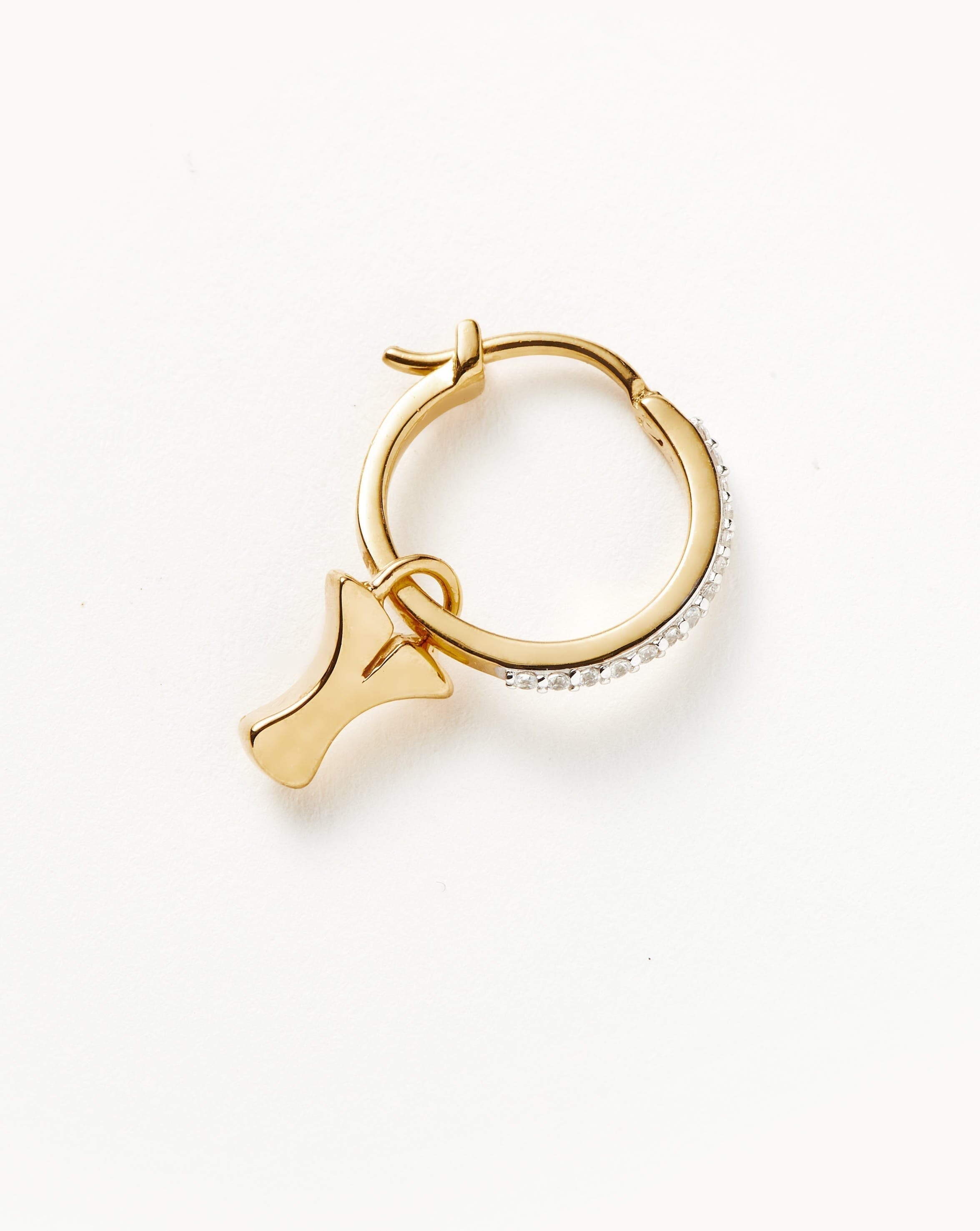 Initial Single Charm Hoop Earring - Initial Y | 18ct Gold Vermeil