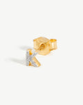 Pave Initial Single Stud Earring - Initial K | 18ct Gold Vermeil/Cubic Zirconia