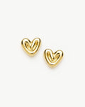 Puffy Heart Stud Earrings | 18ct Gold Plated