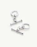 Ridge T-Bar Drop Huggies | Silver Plated