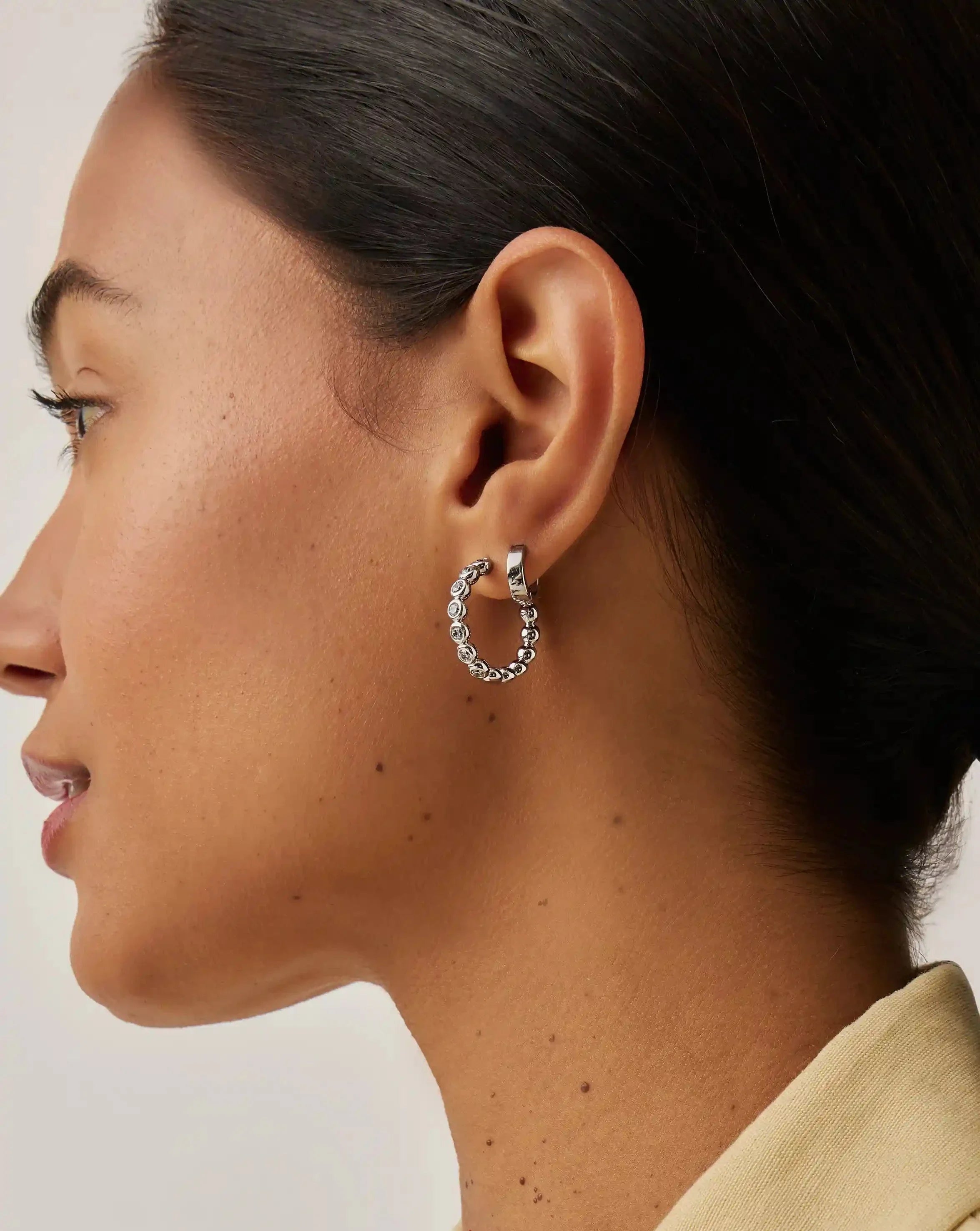 Tennis Classic Hoop Earrings | Silver Plated/Cubic Zirconia