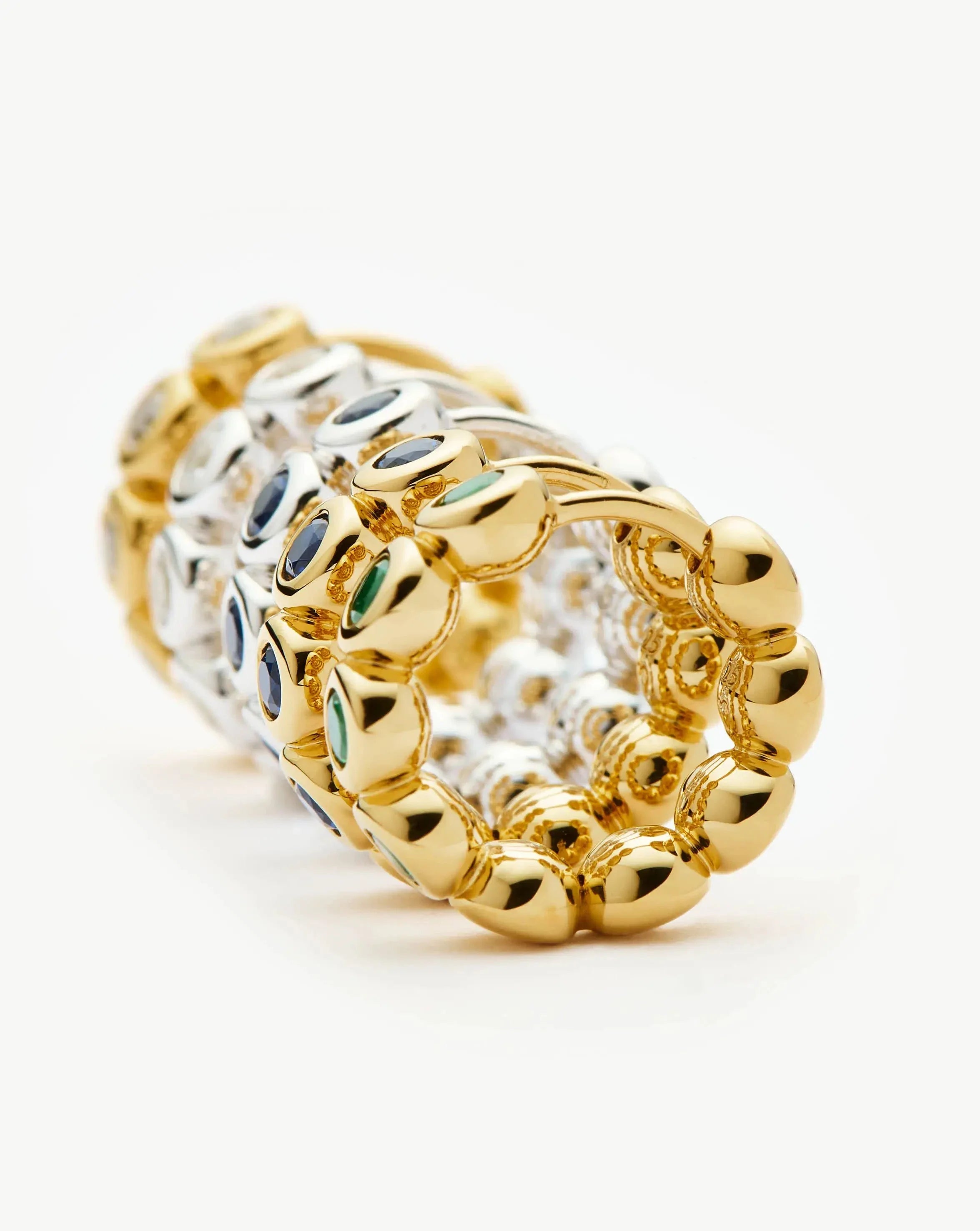 Tennis Small Hoop Earrings | 18ct Gold Vermeil/Emerald Green Nano-crystal