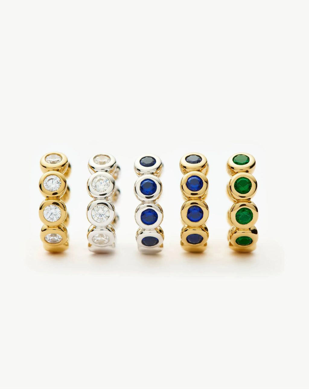 Tennis Small Hoop Earrings | Sterling Silver/Sapphire Blue Nano-crystal